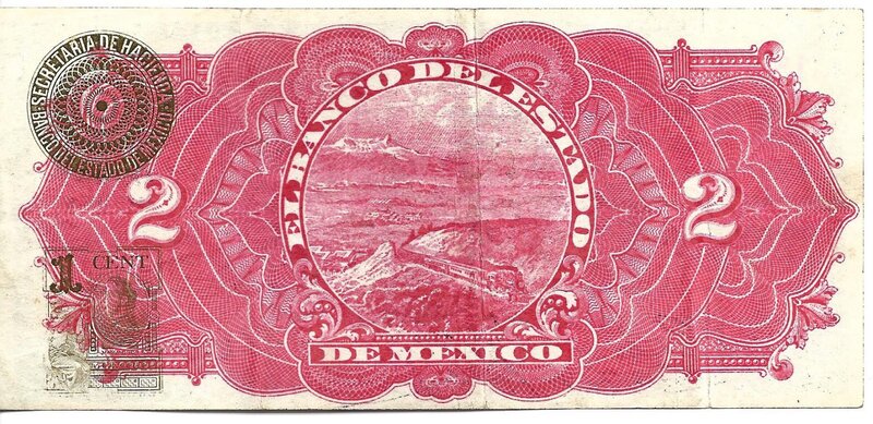 2 PESOS BANCO DEL ESTADO DE MEXICO (1914)
