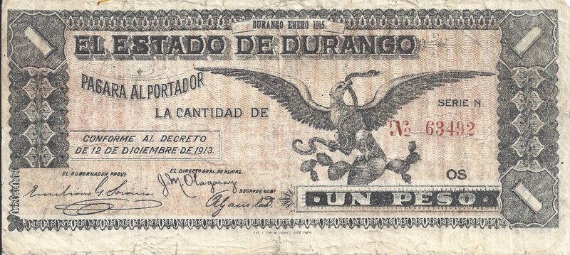 1 PESO ESTADO DE DURANGO (1915)