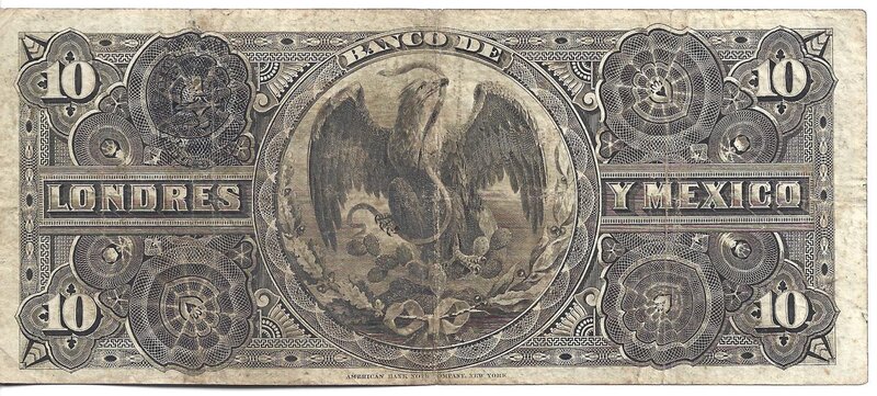 10 PESOS DE LONDRES Y MEXICO (1913)