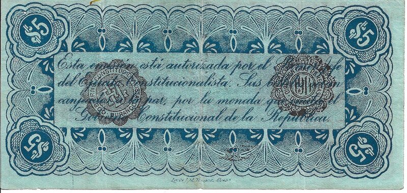 5 PESOS ESTADO DE DURANGO (1914)