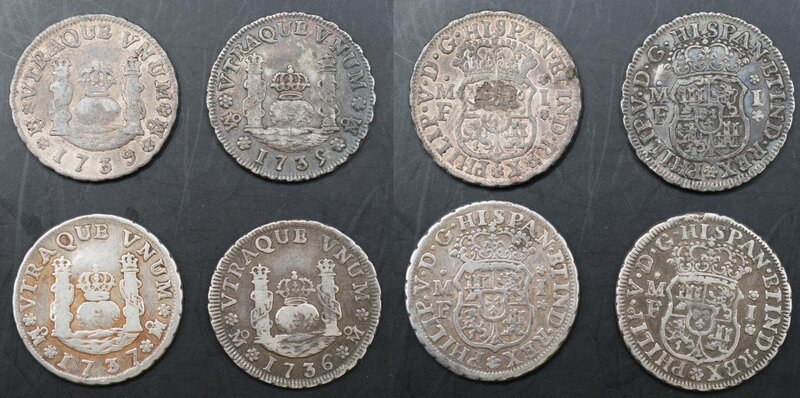 LOTE DE 4 PIEZAS DE 1 REAL (1735-1736-1737-1739)