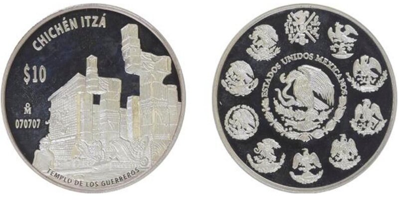 10 PESOS 2 ONZAS SRIE CHICHENITZA TEMPLO DE LOS GUERREROS (2012)