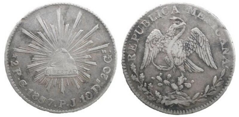 2 REALES DE GUANAJUATO (1837)