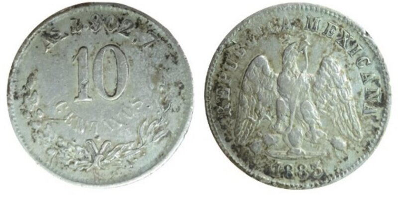 10 CENTAVOS ALAMOS (1883)