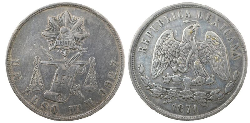 1 PESO. MEXICO (1871)