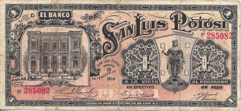 1 PESO BANCO DE SAN LUIS POTOSI (1914)