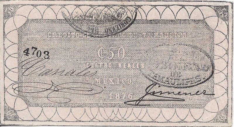 50 CENTAVOS CREDITO DE TAMAULIPAS (1876)