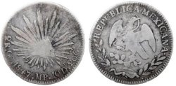 2 REALES DE GUADALUPE Y CALVO (1847)