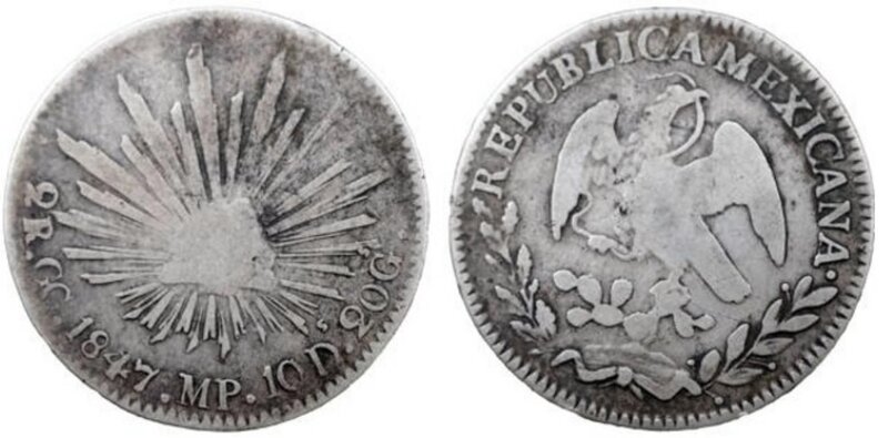 2 REALES DE GUADALUPE Y CALVO (1847)