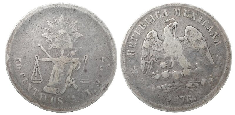 50 CENTAVOS ALAMOS (1876)