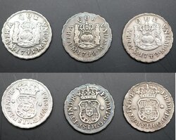 LOTE DE 3 PIEZAS DE 1/2 REAL (1745-1748-1749)