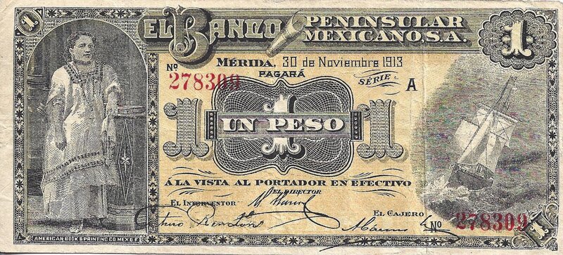 1 PESO PENINSULAR MEXICANO (1913)