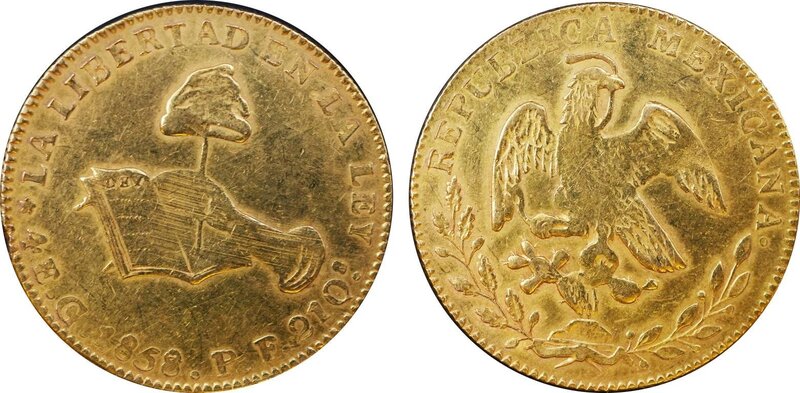 4 ESCUDOS GUANAJUATO (1858/7)