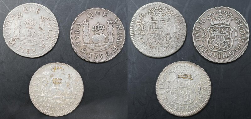 LOTE DE 3 PIEZAS DE 1 REAL (1758-1768)