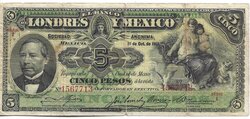 5 PESOS DE LONDRES Y MEXICO (1913)