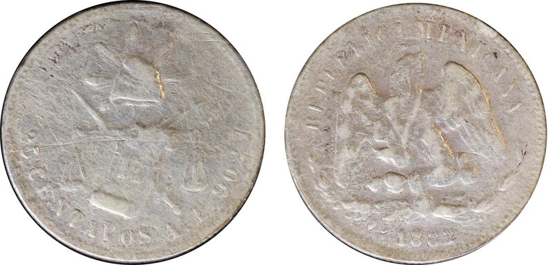 25 CENTAVOS ALAMOS (1882)